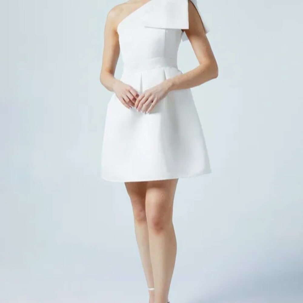 COAST One Shoulder Statement Bow Bridal Mini Dress Size 4 US